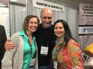 Authors of Scope of Competence for Eating Disorder Treatment with reviewer, Dr. Portney [Image description: Alli, Dr. Portney, and Dr. Muhlheim at ICED 2016]