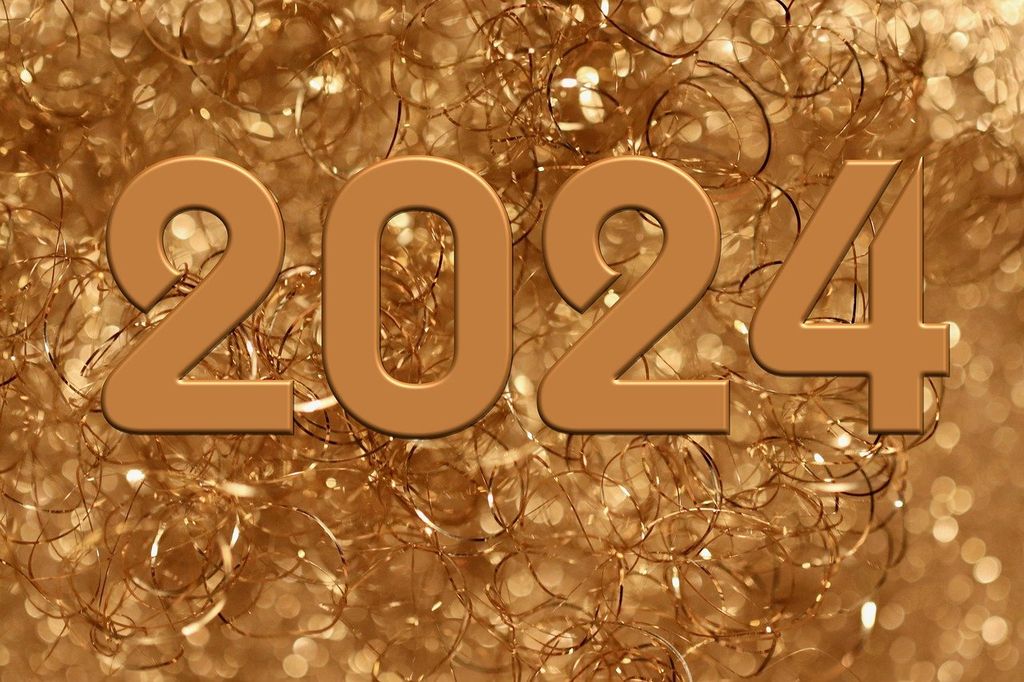 Alternative New Years Resolutions to dieting in 2024 from Eating Disorder Therapy LA in California [Image descripton: gold leaf background with the #2024 in gold]