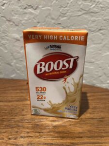 Boost Very High Calorie Vanilla for Eating Disorder Recovery in Los Angeles, California [Image description: photo of a container of Very High Calorie Boost Vanilla box]
