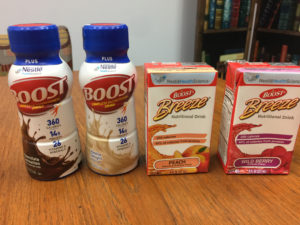 Boost brand nutritional supplements for eating disorder recovery in California [Image description: photo of boost supplement shakes]