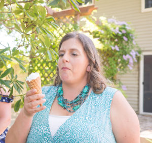 To the family member who worries I am not helping your loved ones "weight problem" [image description: woman standing outside holding an ice cream cone] Represents a potential person with an eating disorder in Los Angeles, California receiving HAES based therapy