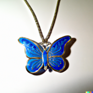 grief and eating disorder recovery in California [Image description: blue butterfly pendant necklace] Represents potential keepsake for patient in eating disorder recovery