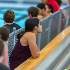 Do I need to quit X to stay in recovery in Los Angeles, California [Image description: photo of a girl in a swimsuit looking away from the pool during a swim meet] Represents a potential teen in eating disorder recovery wrestling with whether she can continue her sport.