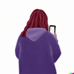 Instagram diet ads are dangerous for teens in Los Angeles, California [Image description: drawing of a teen girl looking at instagram on her mobile phone] Depicts a potential teen with an eating disorder in Los Angeles, California 