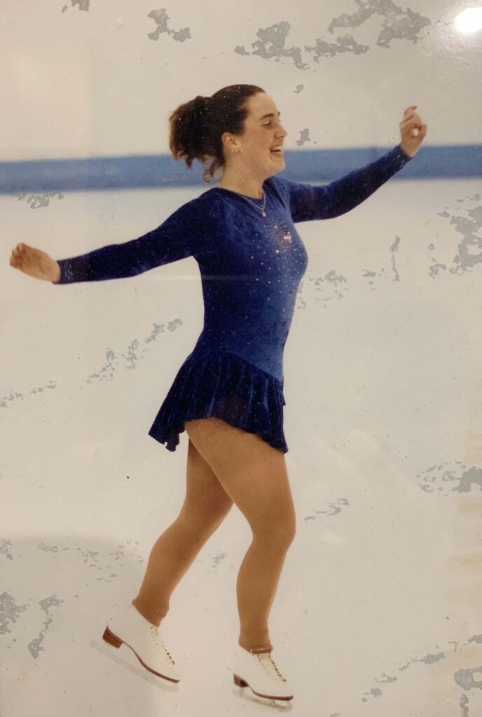 Weight Stigma and Figure Skating [Image description: Carolyn at an ice skating competition] an eating disorder therapist challenges weight stigma in figure skating