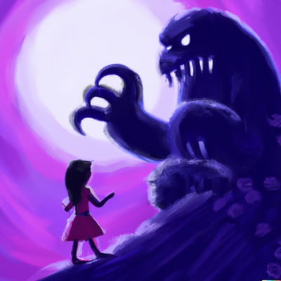 Externalizing your eating disorder in Los Angeles, California [Image description: a drawing of a girl facing a monster] Represents a potential teen with an eating disorder in Los Angeles, California externalizing her eating disorder