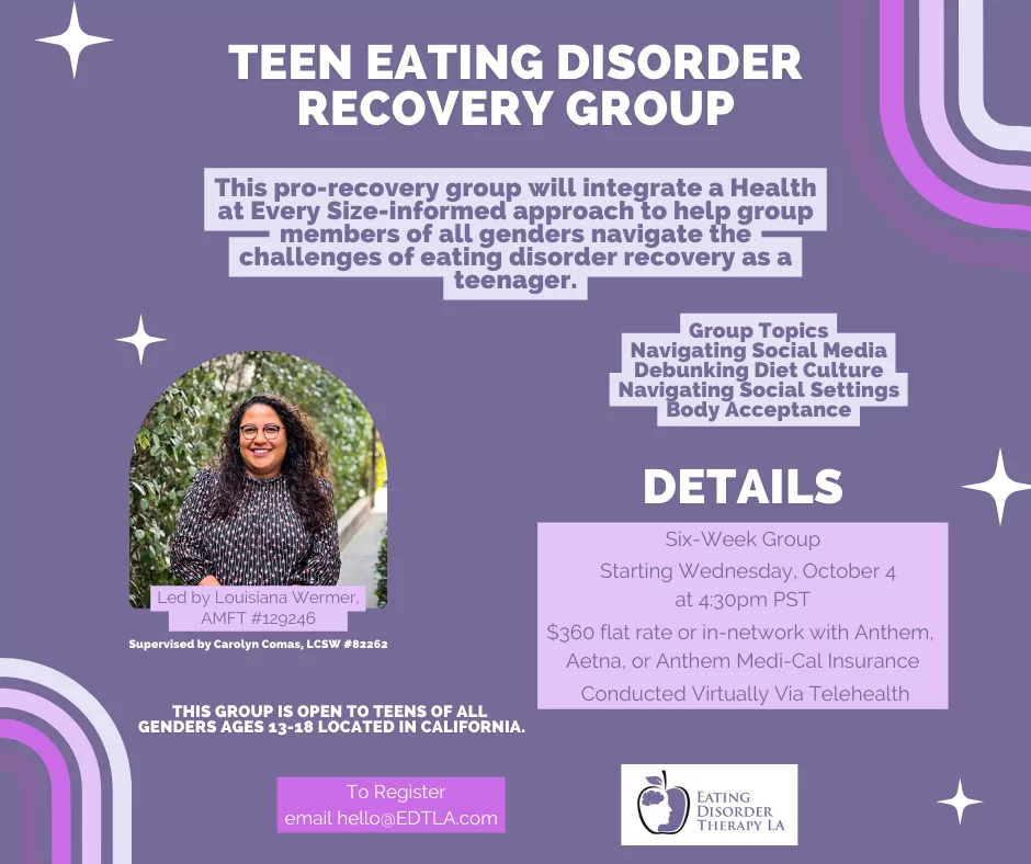 Online Teen Eating Disorder Recovery Group for Teens in California