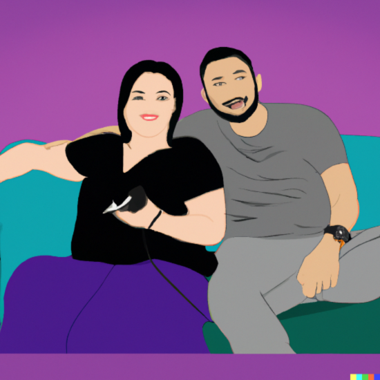 Supporting a Loved One with Emetophobia [Image description: drawing of a couple sitting together on a sofa] Represents a potential person with emetophobia in California getting support from a loved one