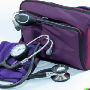 Medically Stable for Outpatient Eating Disorder Psychotherapy in Los Angeles [Image description: photo of a purple doctors bag and blood pressure cuff] Represents a doctor medically screening a potential patient with an eating disorder in California
