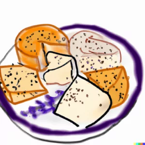 Cheese and Dairy in Eating Disorder Recovery in Los Angeles, California [Image description: drawing of a plate of cheese] representing food eaten by a person in eating disorder recovery