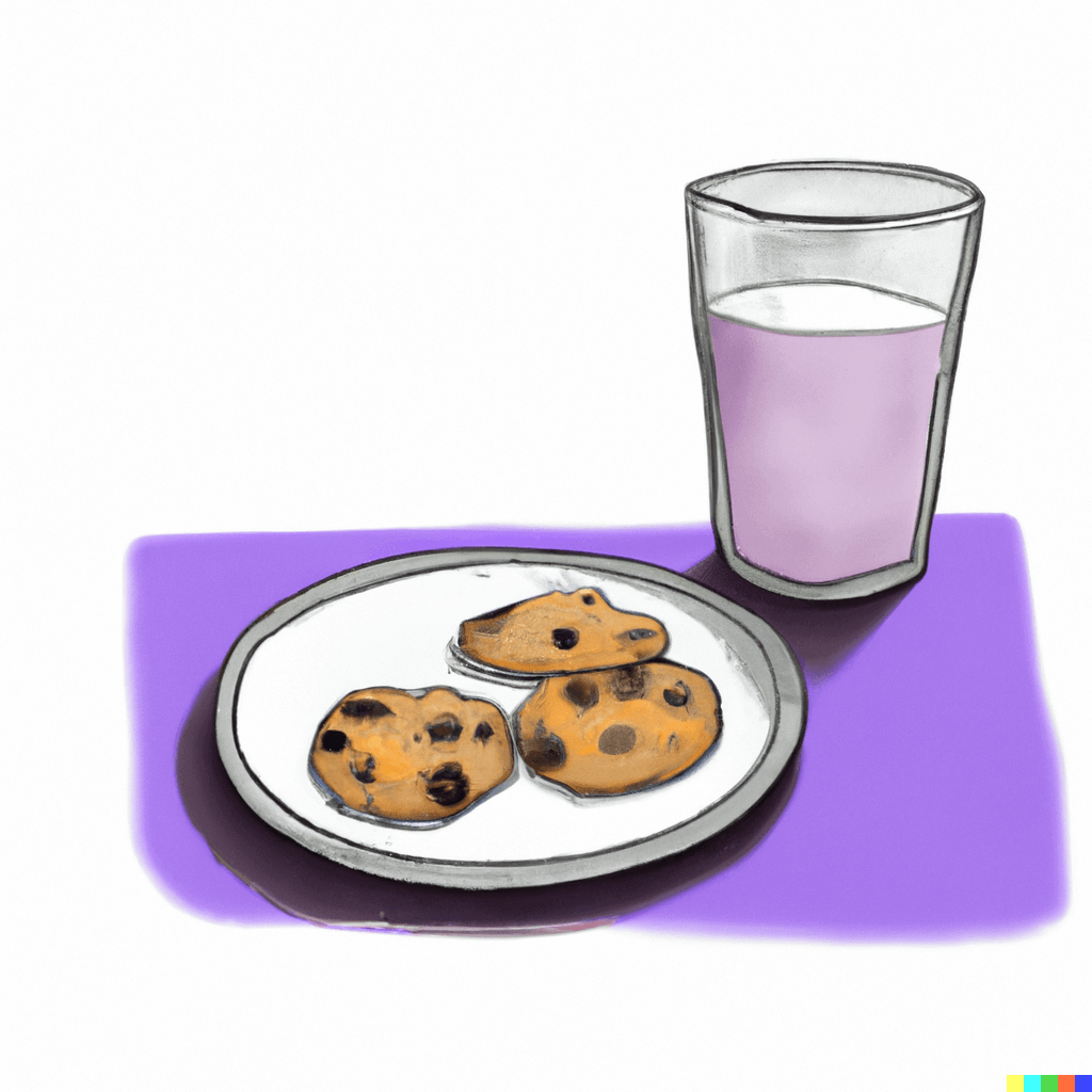 Drawing of milk and cookies. Do you want to experience freedom from food rules? Learn how to feel confident and less restricted around food with guidance from binge eating disorder therapy in Los Angeles, CA.