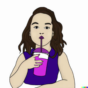 Child Drinking a Nutritional Supplement [Image description: drawing of a girl drinking a milkshake from a cup] Depicts a potential girl with an eating disorder such as ARFID in Los Angeles, California drinking a nutritional supplement