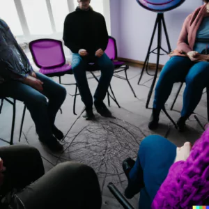 Eating Disorder Group Therapy in Los Angeles, California [Image description: a group of people shown from the shoulders down, sitting in chairs] Represents people attending an eating disorder group in Los Angeles, California