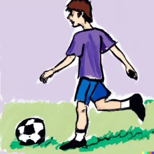 Return to team sports during phase 2 of FBT [Image description: drawing of a teen boy playing soccer] Represents a potential teen with an eating disorder in counseling in Los Angeles, California