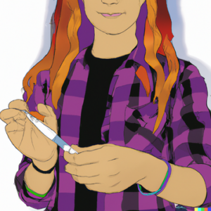 Help for diabulimia in Los Angeles, California [Image description: drawing of a female holding a hypdermic needle] Represents a person with diabulimia administering insulin